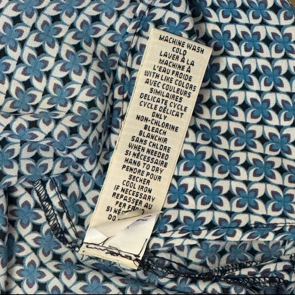 Max Studio Boho Blue and White Long Bell Sleeve Tunic Peasant Top Medium - Picture 9 of 11